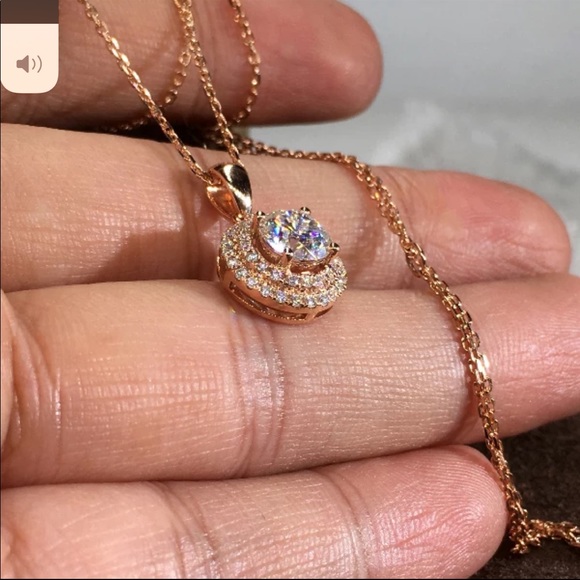 New Women’s Rose Gold Diamond lady Necklace - Picture 3 of 4